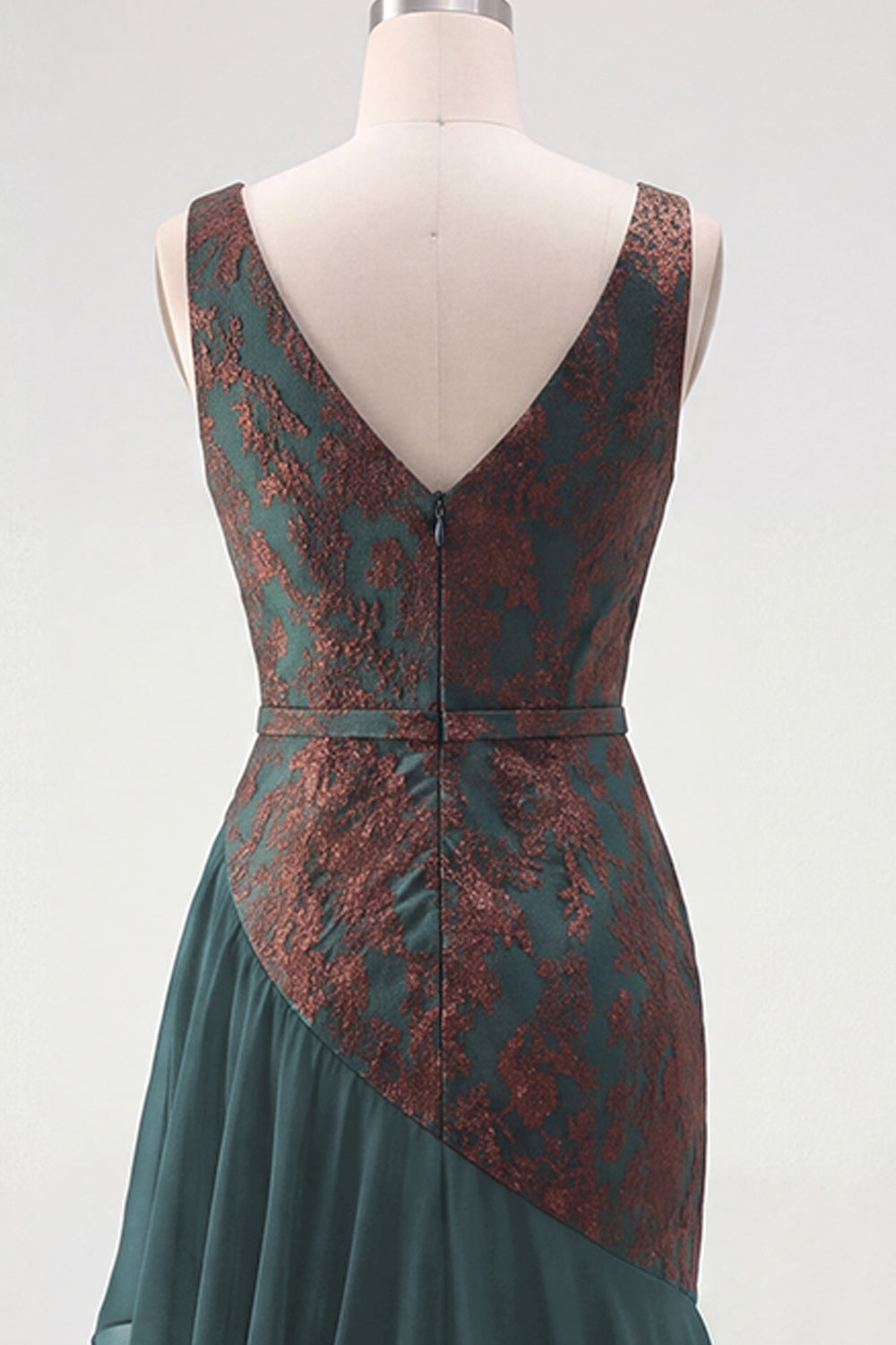 Floral Mermaid Dark Green V-Neck Ruched Long Velvet Holiday Dress