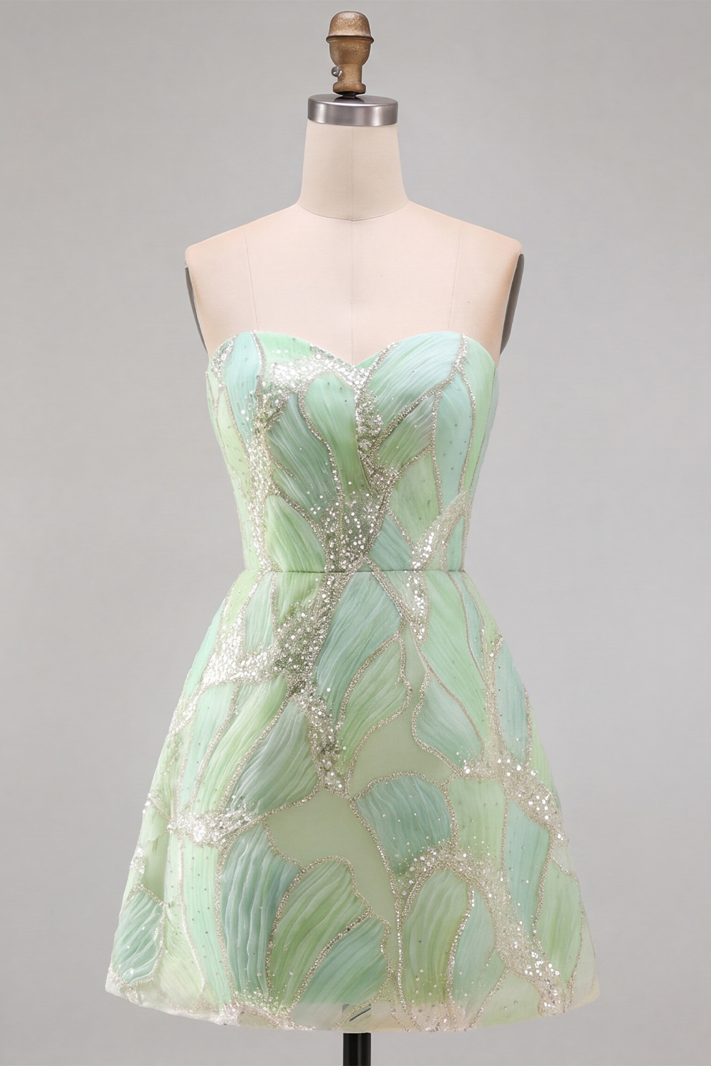 Sparkly Mint Green Sequin A-Line Sweetheart Short Homecoming Dress