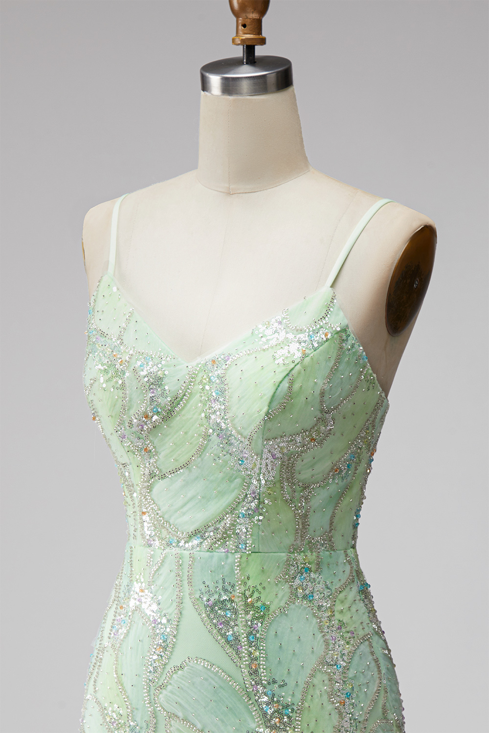 Mint Green Sparkly Sequin Tight Short Homecoming Dress with Slit