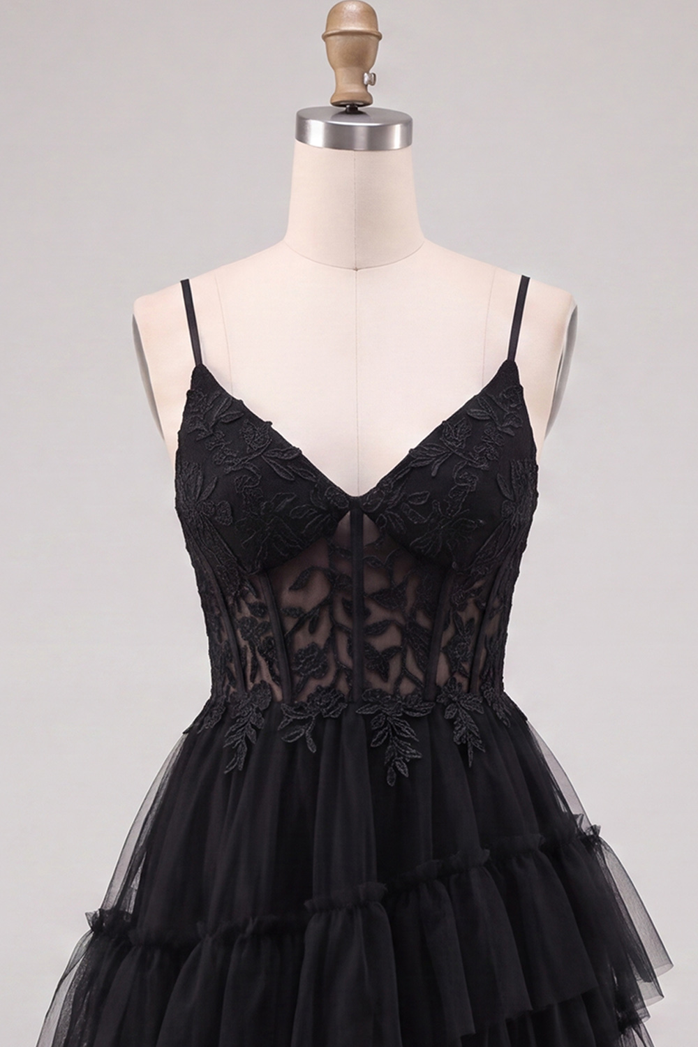 Pink Corset Tiered Spaghetti Straps Short Homecoming Dress with Appliques