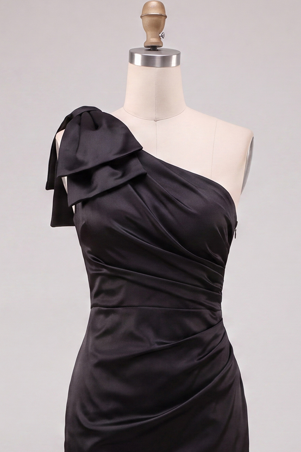 Pink Bodycon One Shoulder Ruched Short Homecoming Dress with Bow