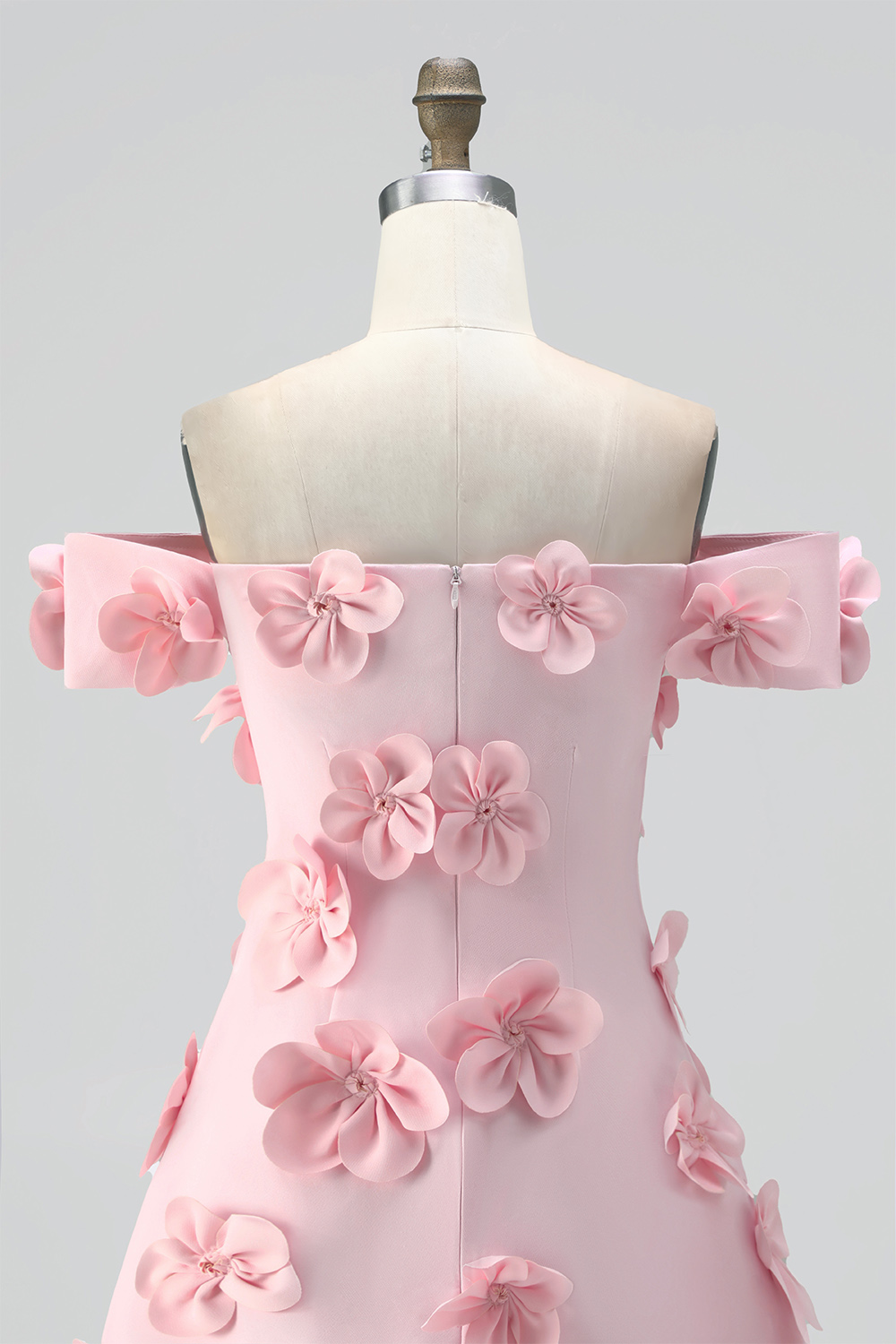Light Pink Floral A-Line Off the Shoulder Short Homecoming Dress