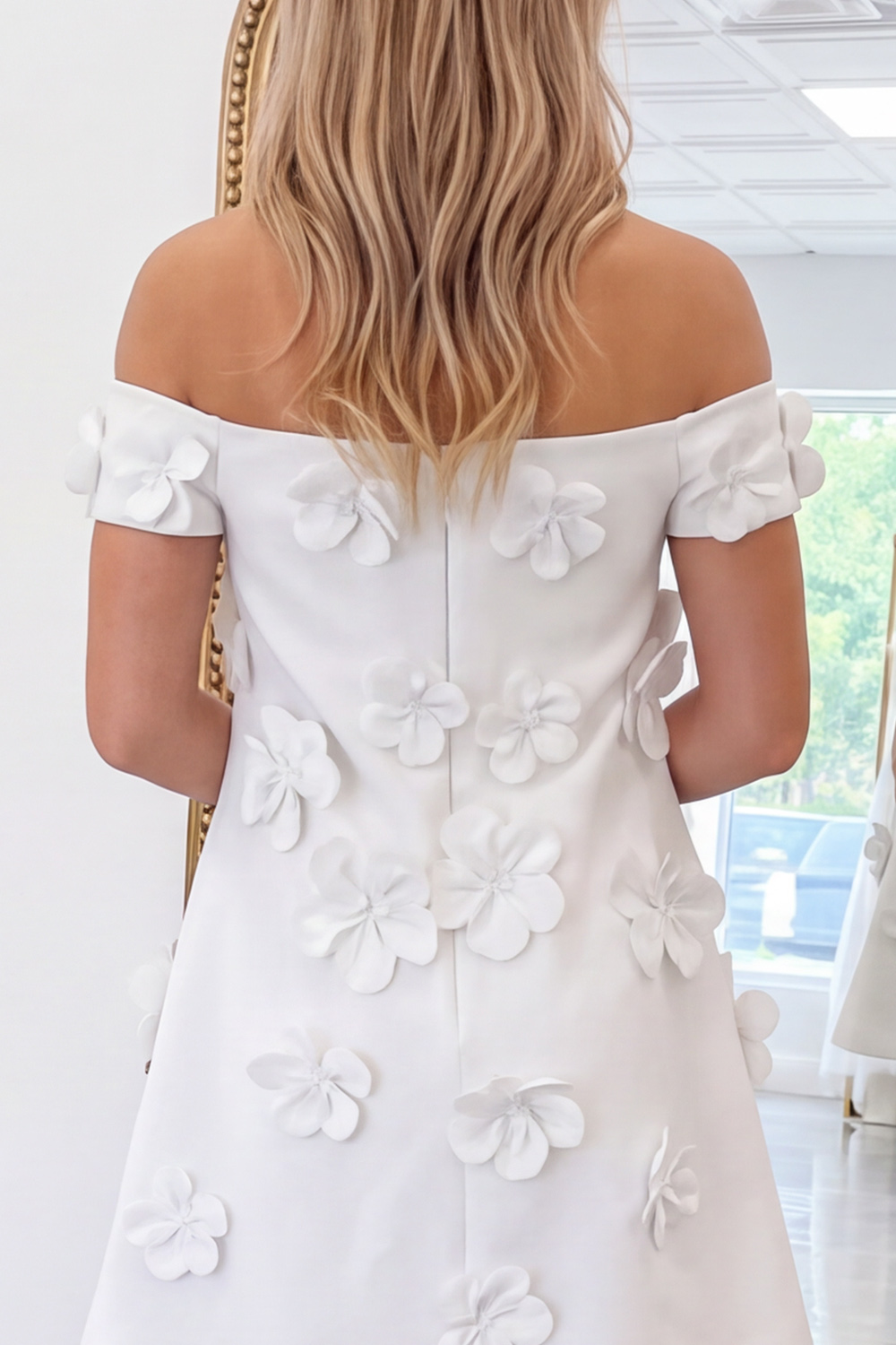 Pink Floral A-Line Off the Shoulder Short Homecoming Dress