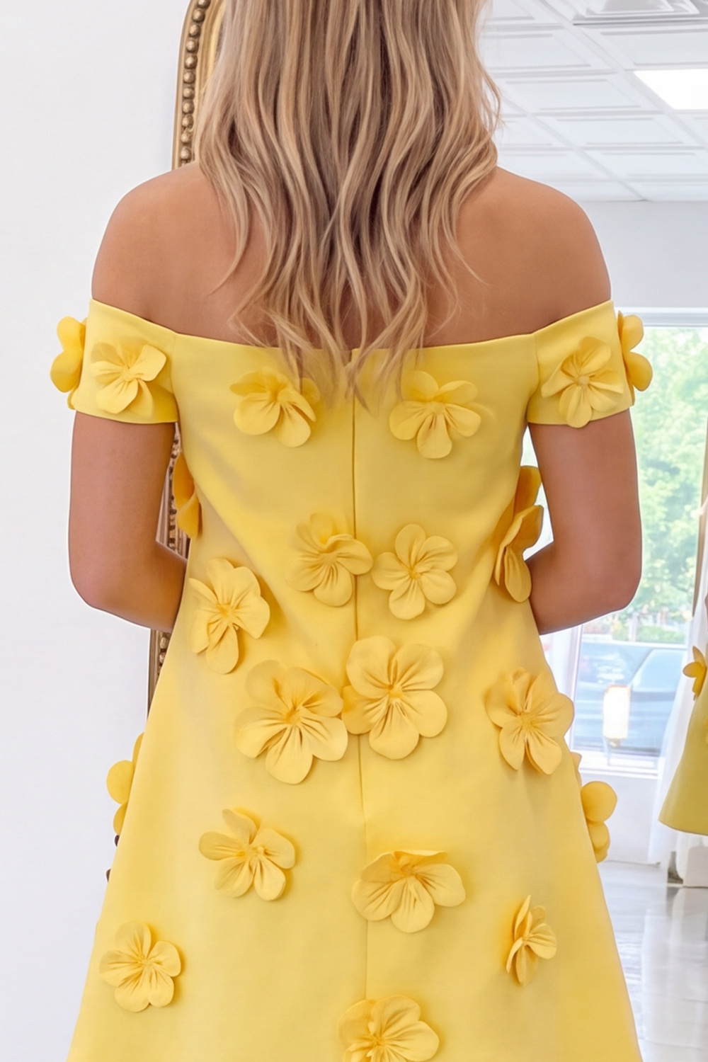 Pink Floral A-Line Off the Shoulder Short Homecoming Dress