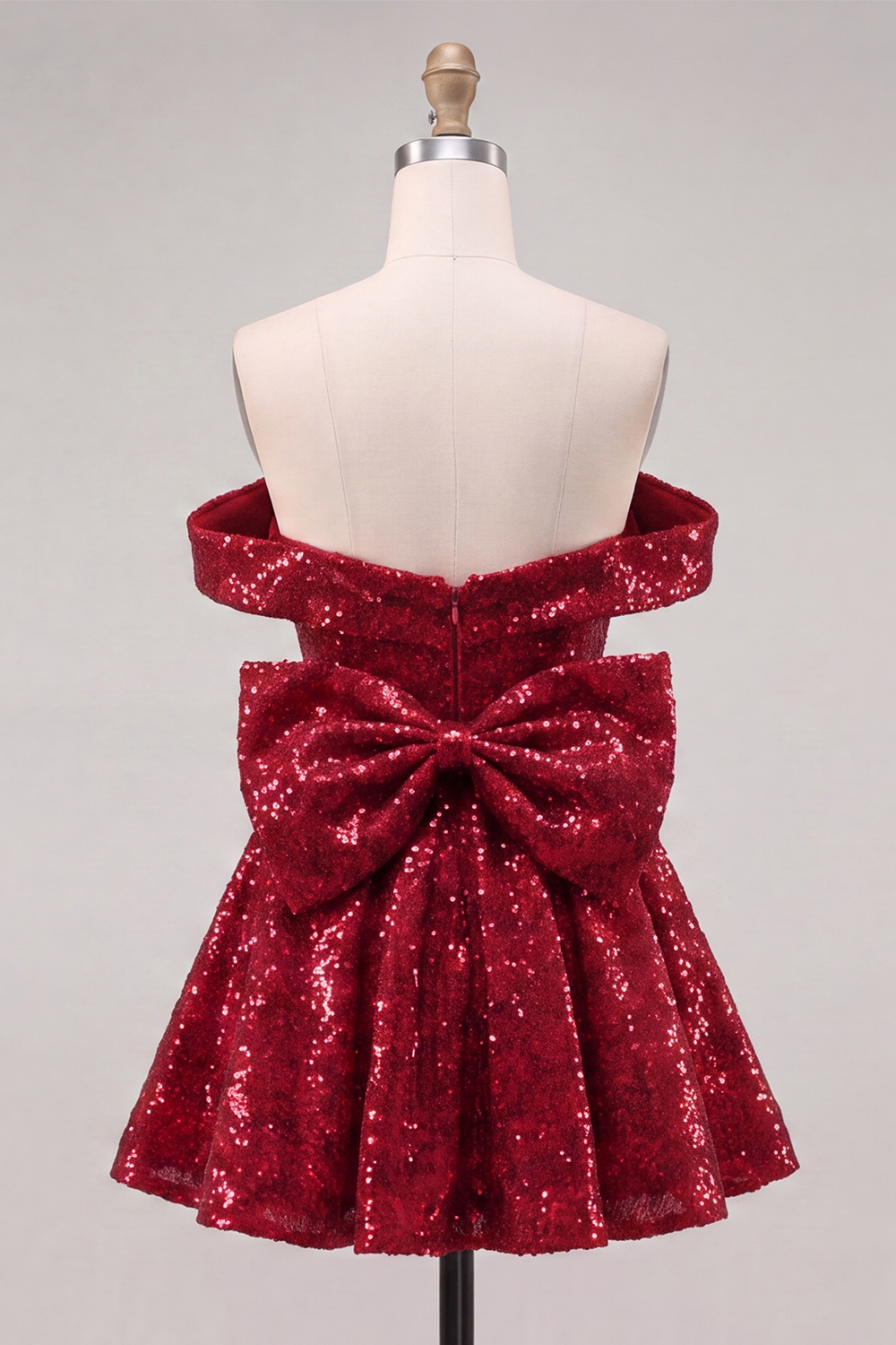 Sparkly Pink A-Line Sequins Short Homecoming Dress with Bow