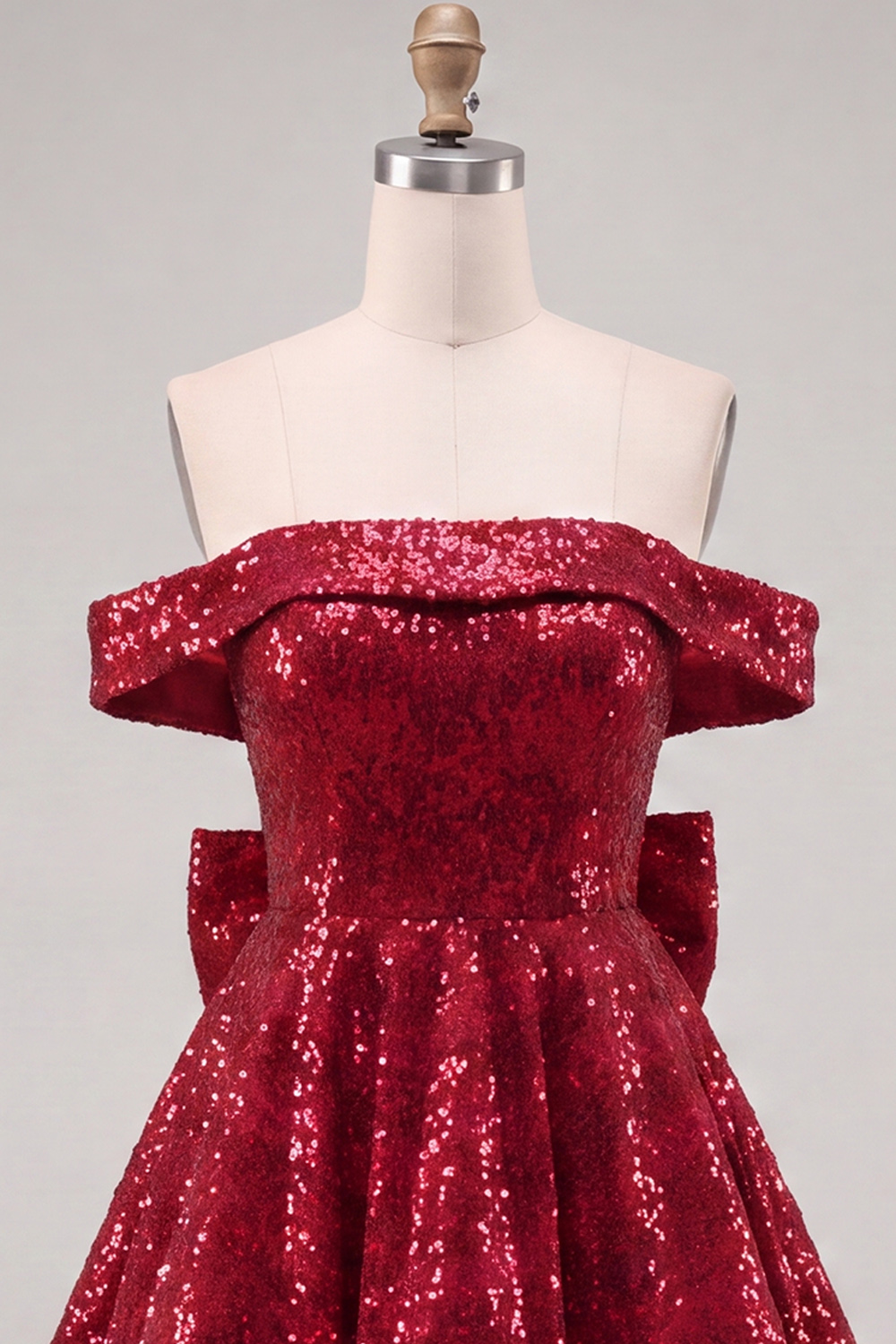 Sparkly Pink A-Line Sequins Short Homecoming Dress with Bow