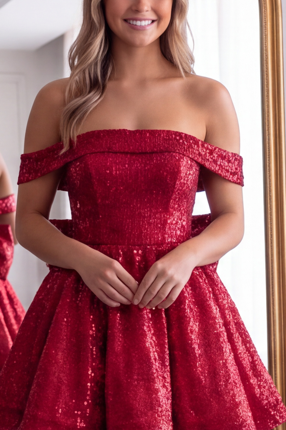 Sparkly Pink A-Line Sequins Short Homecoming Dress with Bow