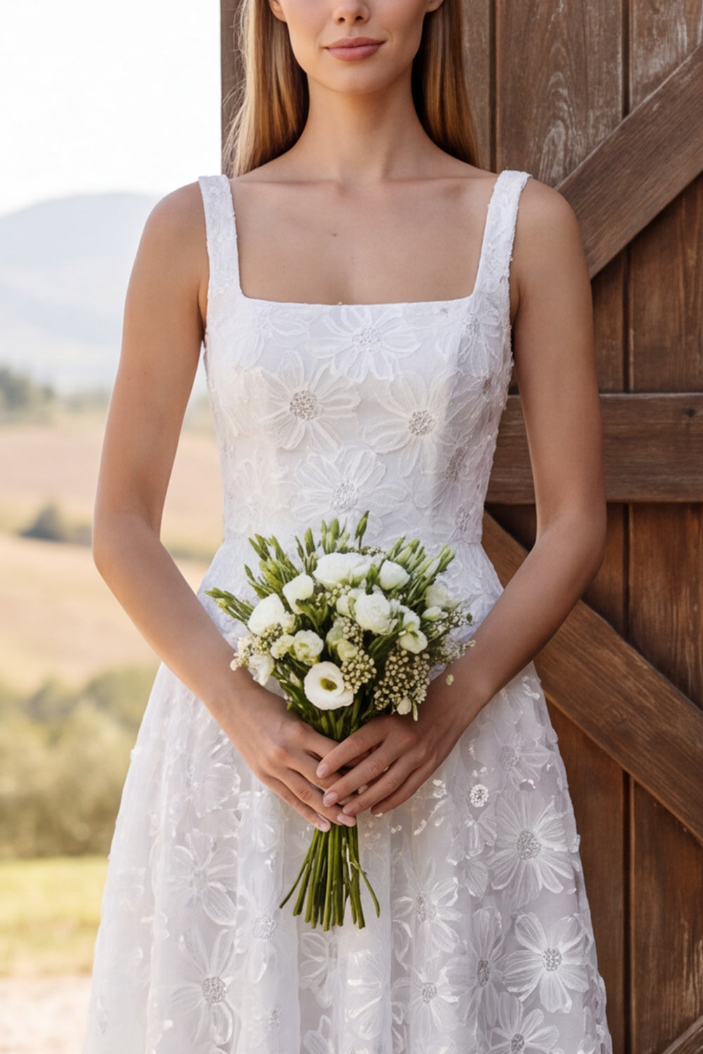 Floral Ivory Lace Corset A Line Sequin Midi Engagement Dress