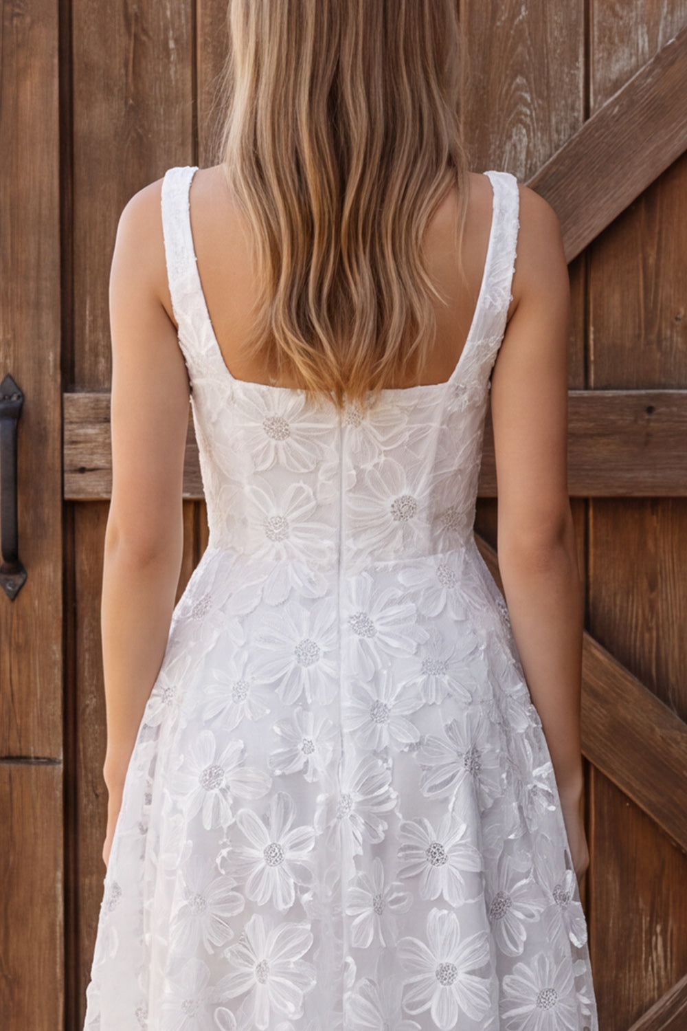 Floral Ivory Lace Corset A Line Sequin Midi Engagement Dress