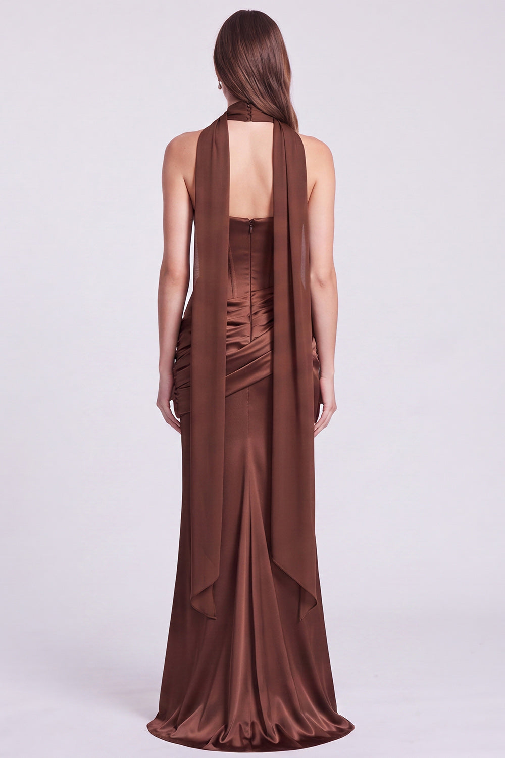 Pink Strapless Mermaid Corset Satin Draped Long Formal Dress