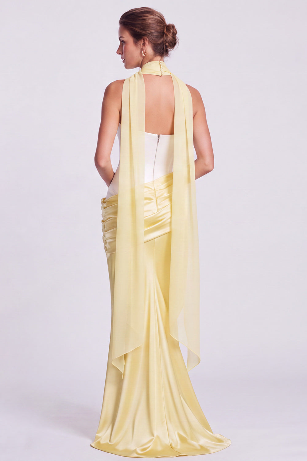 Pink Strapless Mermaid Corset Satin Draped Long Formal Dress