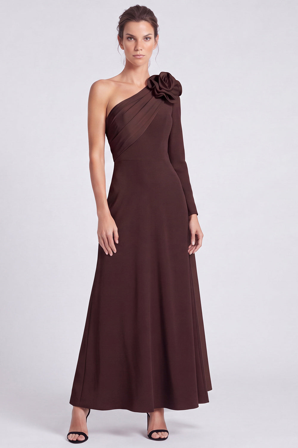 Pink and Green Floral A Line Ruched Long Formal Dress with Sash