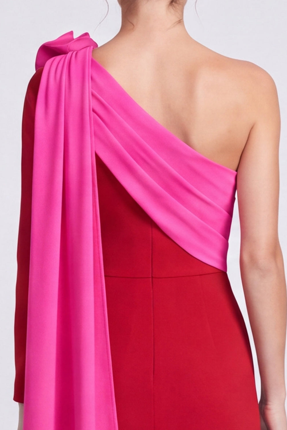 Pink and Green Floral A Line Ruched Long Formal Dress with Sash