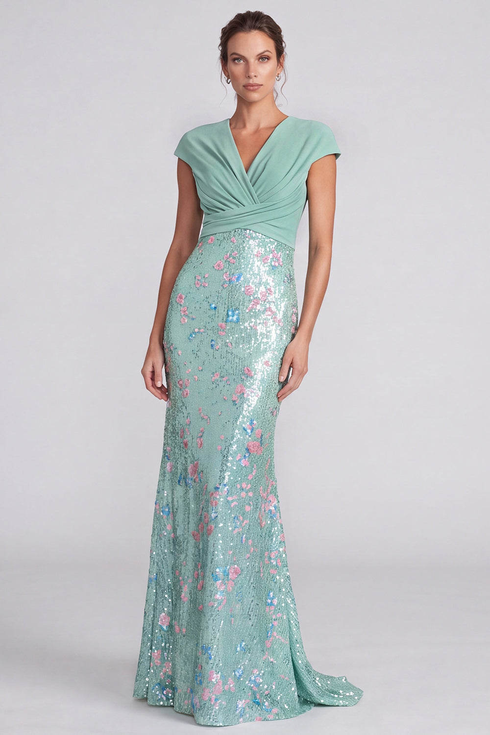 Sparkly Royal Blue Sequin Mermaid V-Neck Long Formal Dress