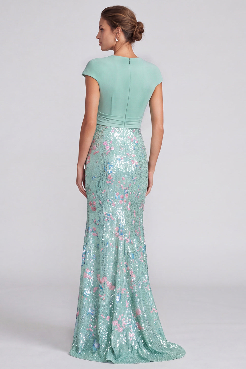 Sparkly Royal Blue Sequin Mermaid V-Neck Long Formal Dress
