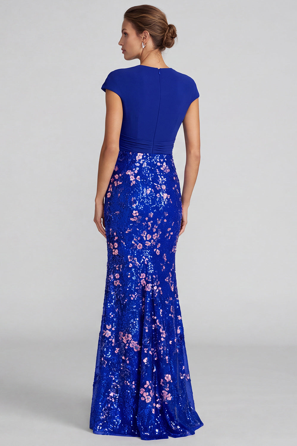Sparkly Royal Blue Sequin Mermaid V-Neck Long Formal Dress