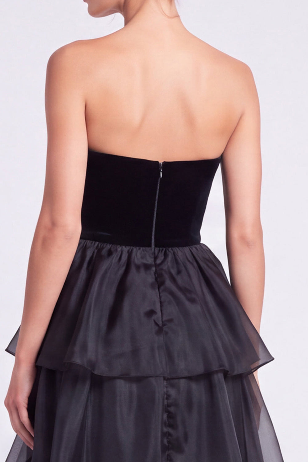 Dark Green Tiered Ruffled A Line Strapless Long Formal Dress
