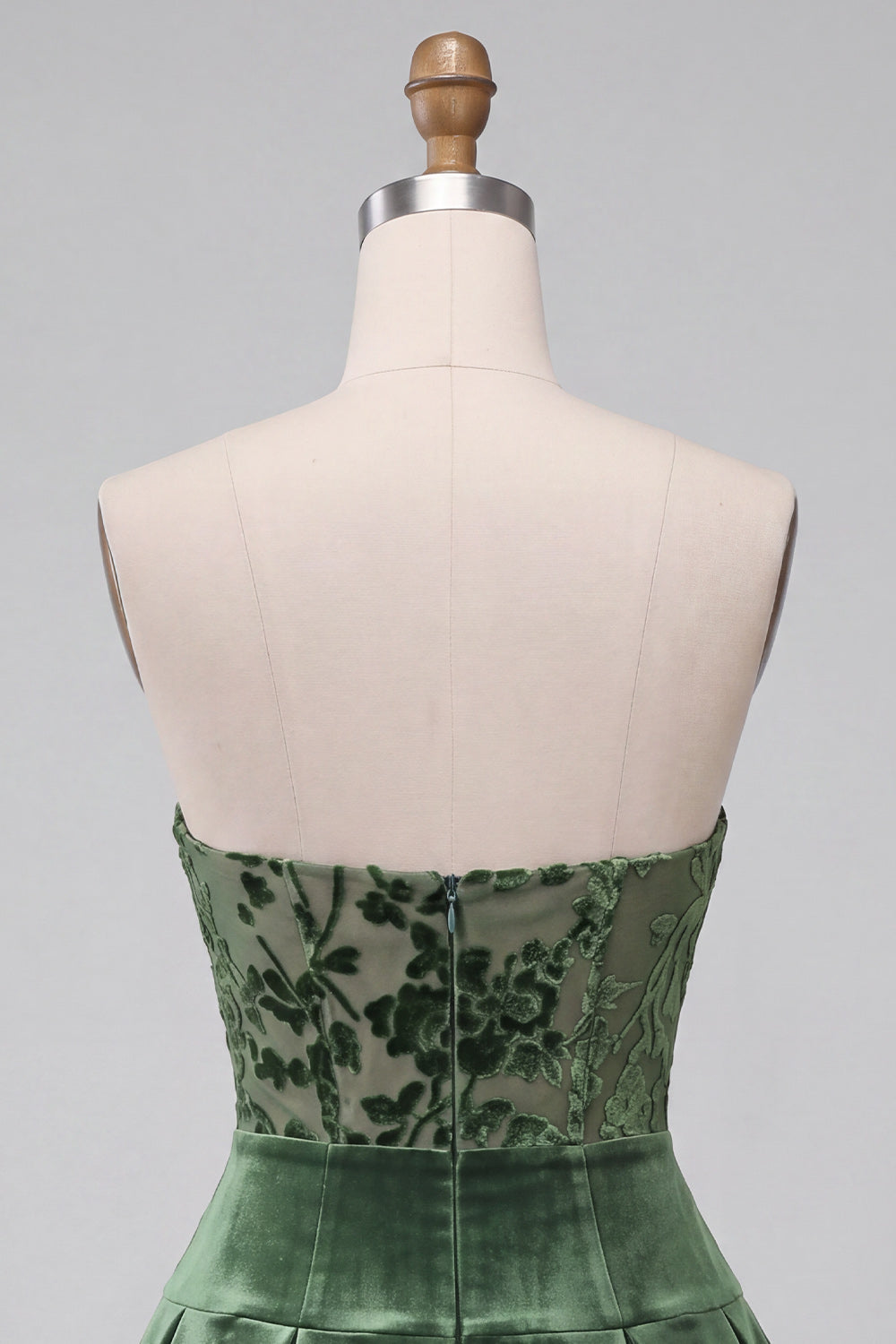 Floral Velvet Dark Green A Line Ruched Short Homecoming Dress