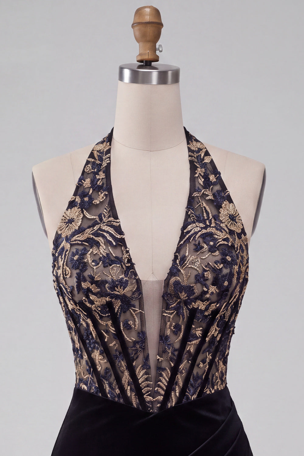 Floral Corset Black Halter Velvet Tight Short Homecoming Dress