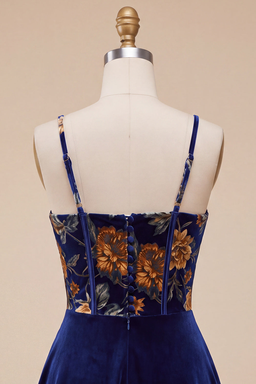 Navy Velvet Floral Corset A Line Short Homecoming Dress
