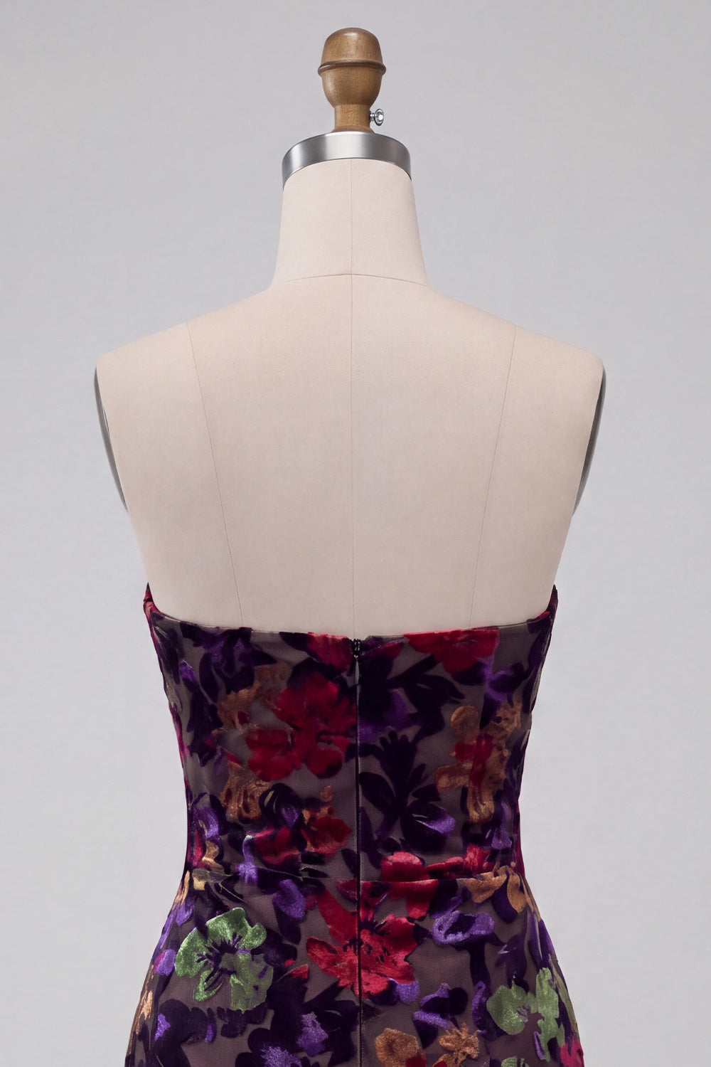 Floral Strapless Black Tight Short Homecoming Dress with Fringes