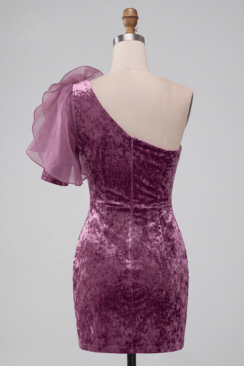 Vintage Mauve Tight Short Velvet Homecoming Dress with 3D Flower