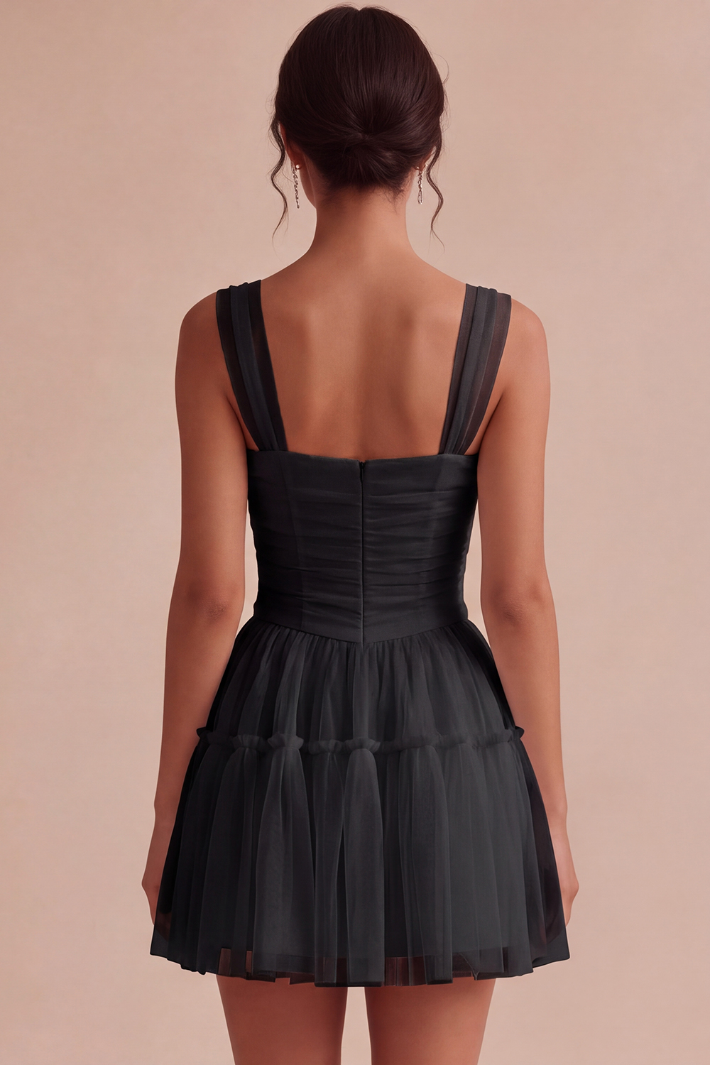 Corset Tulle White A Line Thick Straps Short Graduation Dress