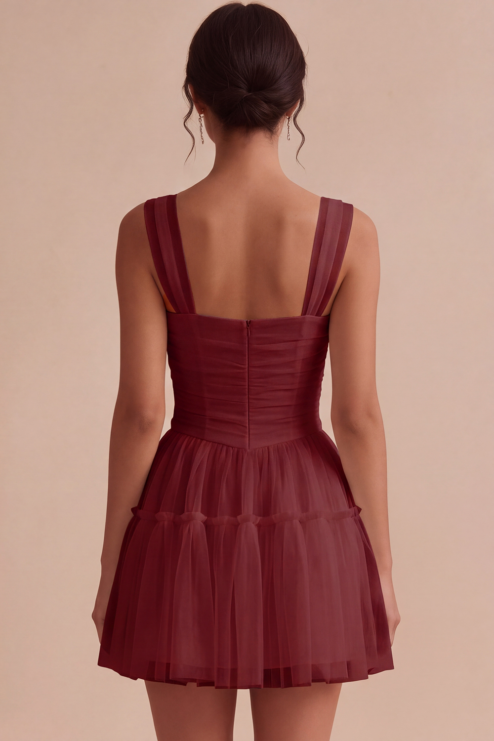 Corset Tulle White A Line Thick Straps Short Graduation Dress