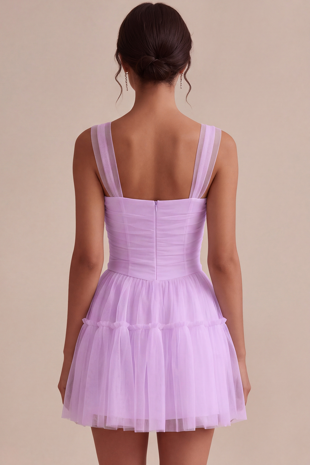 Corset Tulle White A Line Thick Straps Short Graduation Dress