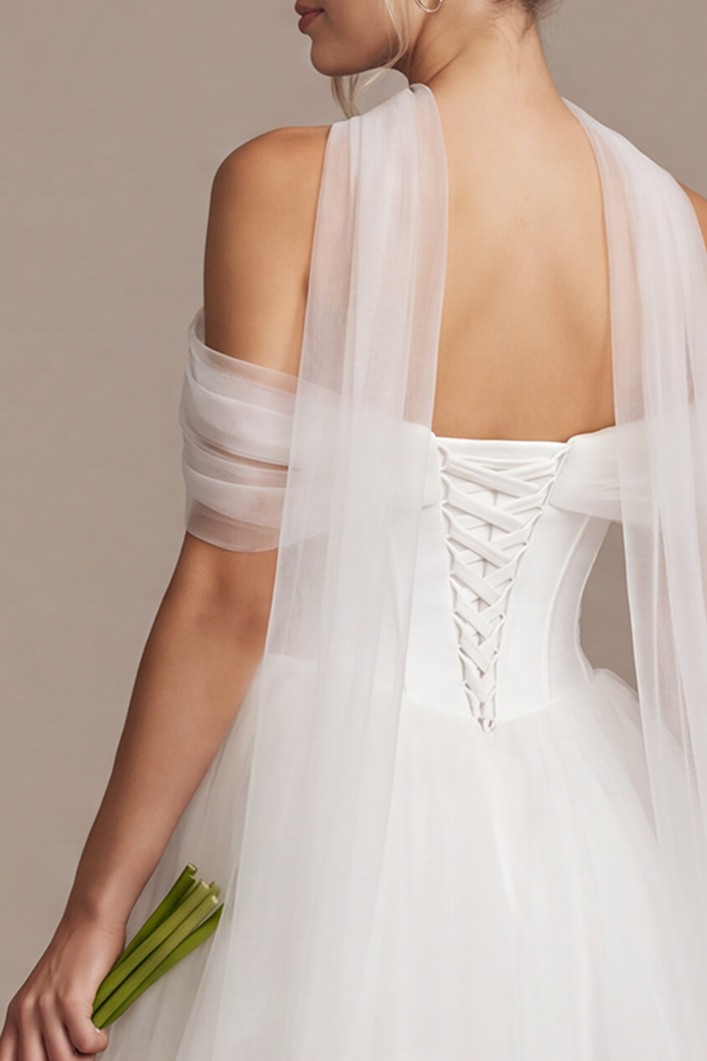 White Off the Shoulder Corset Tulle Short Bridal Shower Dress