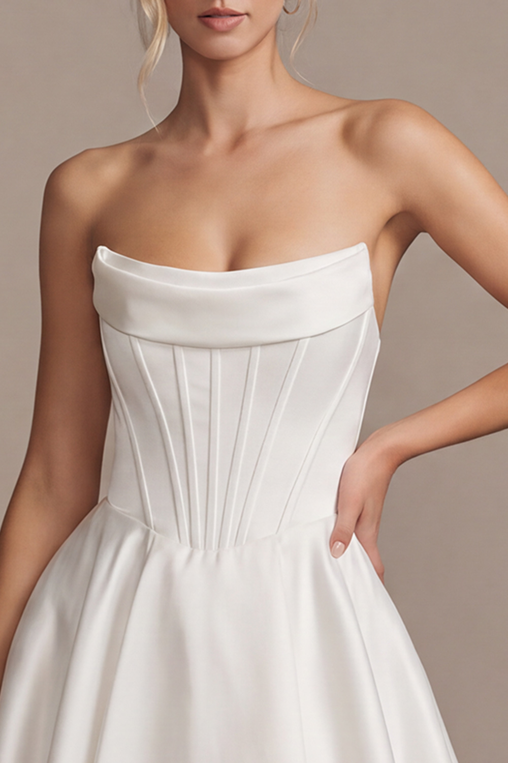 Strapless White Corset A-Line Short Bridal Shower Dress