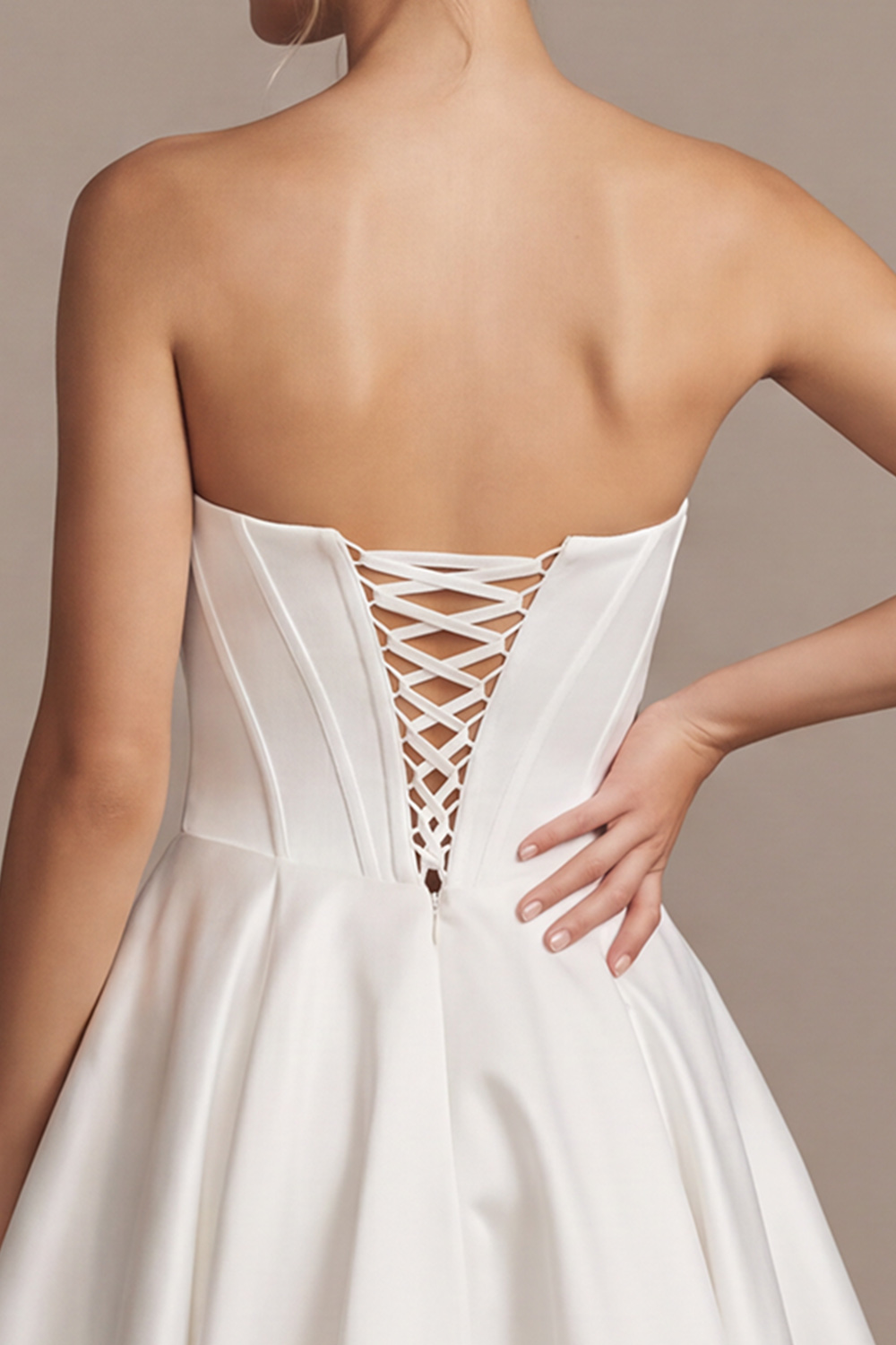 Strapless White Corset A-Line Short Bridal Shower Dress