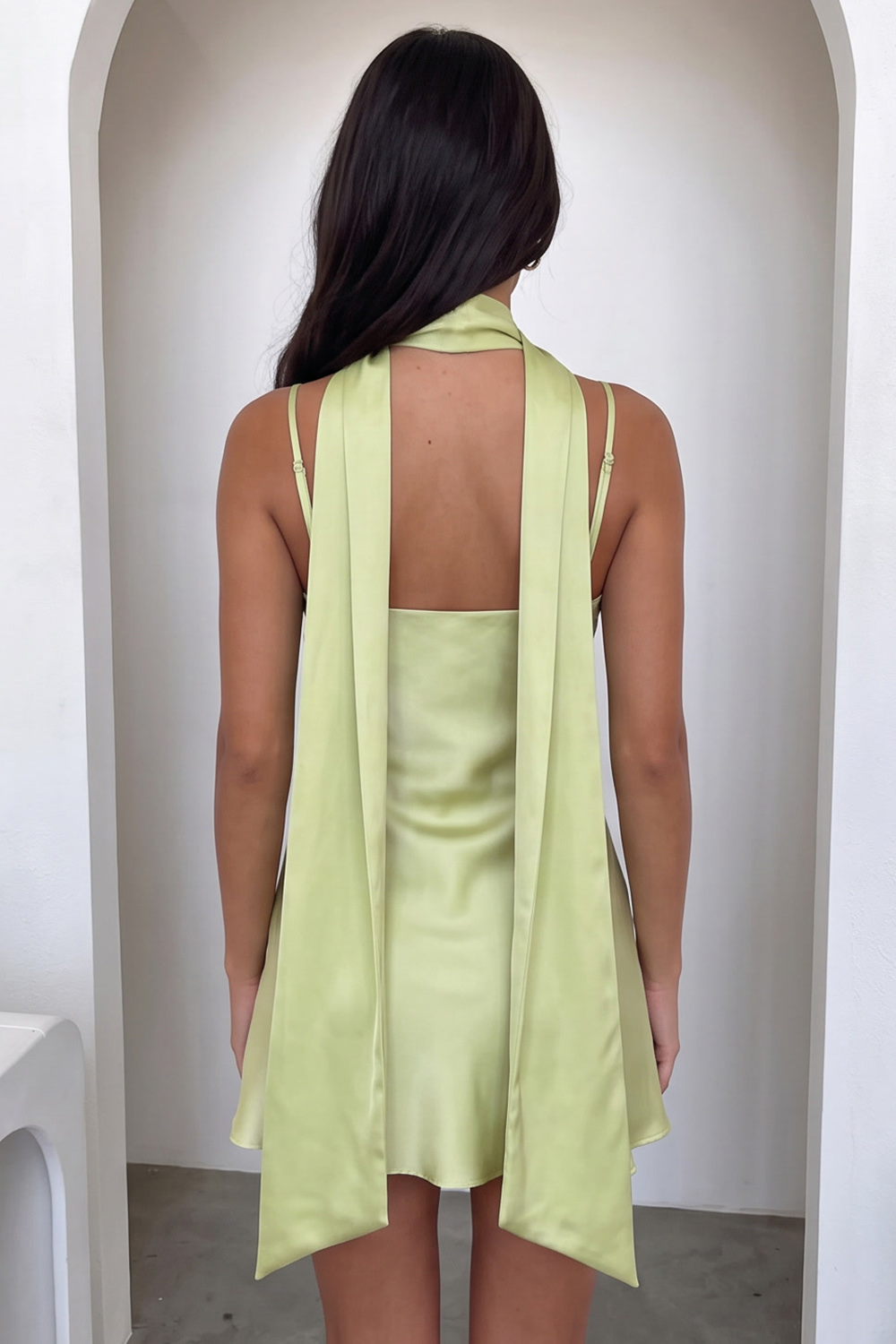 Light Green A-Line Neck Scarf Ruched Short Homecoming Dress