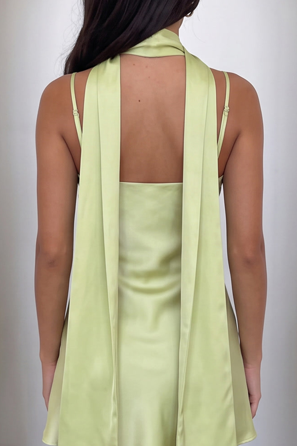 Light Green A-Line Neck Scarf Ruched Short Homecoming Dress