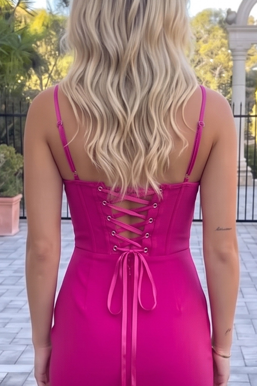 Fuchsia Bodycon Spaghetti Straps Short Homecoming Dress with Beading