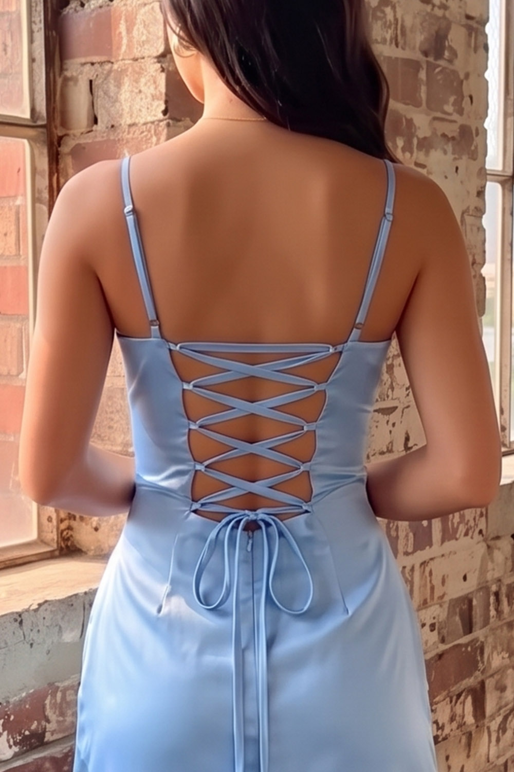 Light Blue Bodycon Spaghetti Straps Ruched Short Homecoming Dress