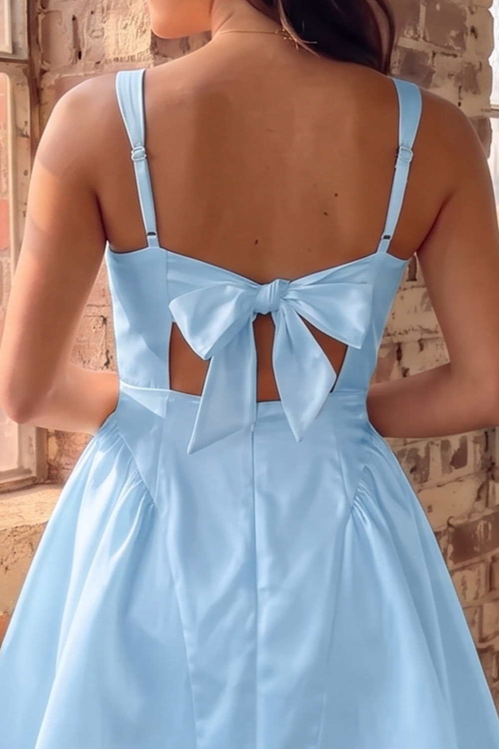 White A-Line Square Neck Satin Short Homecoming Dress
