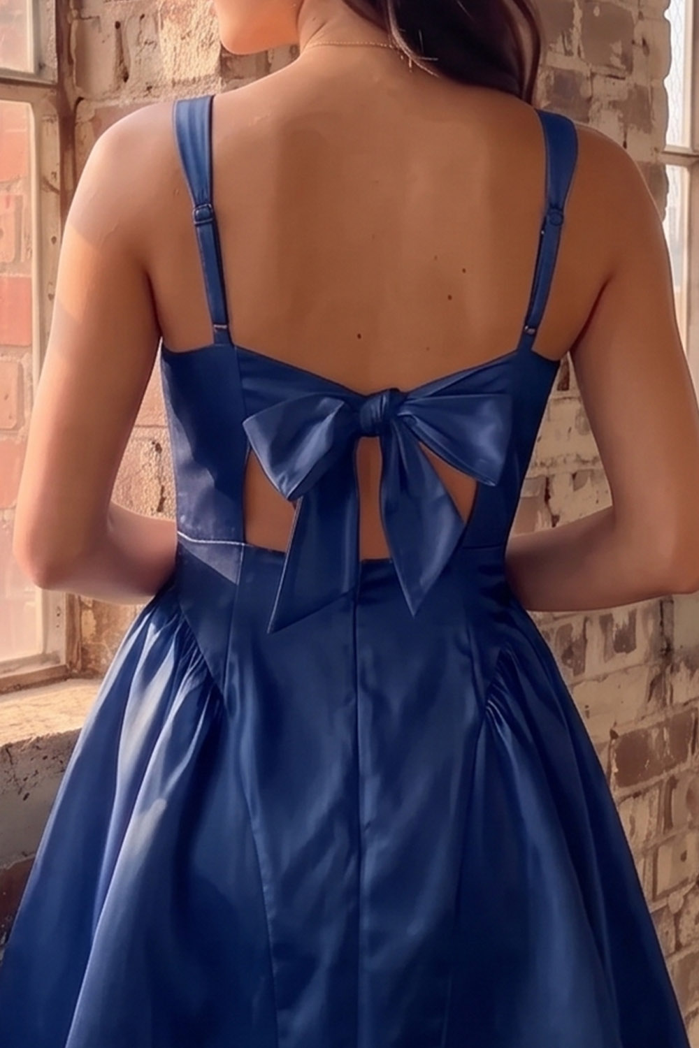 White A-Line Square Neck Satin Short Homecoming Dress