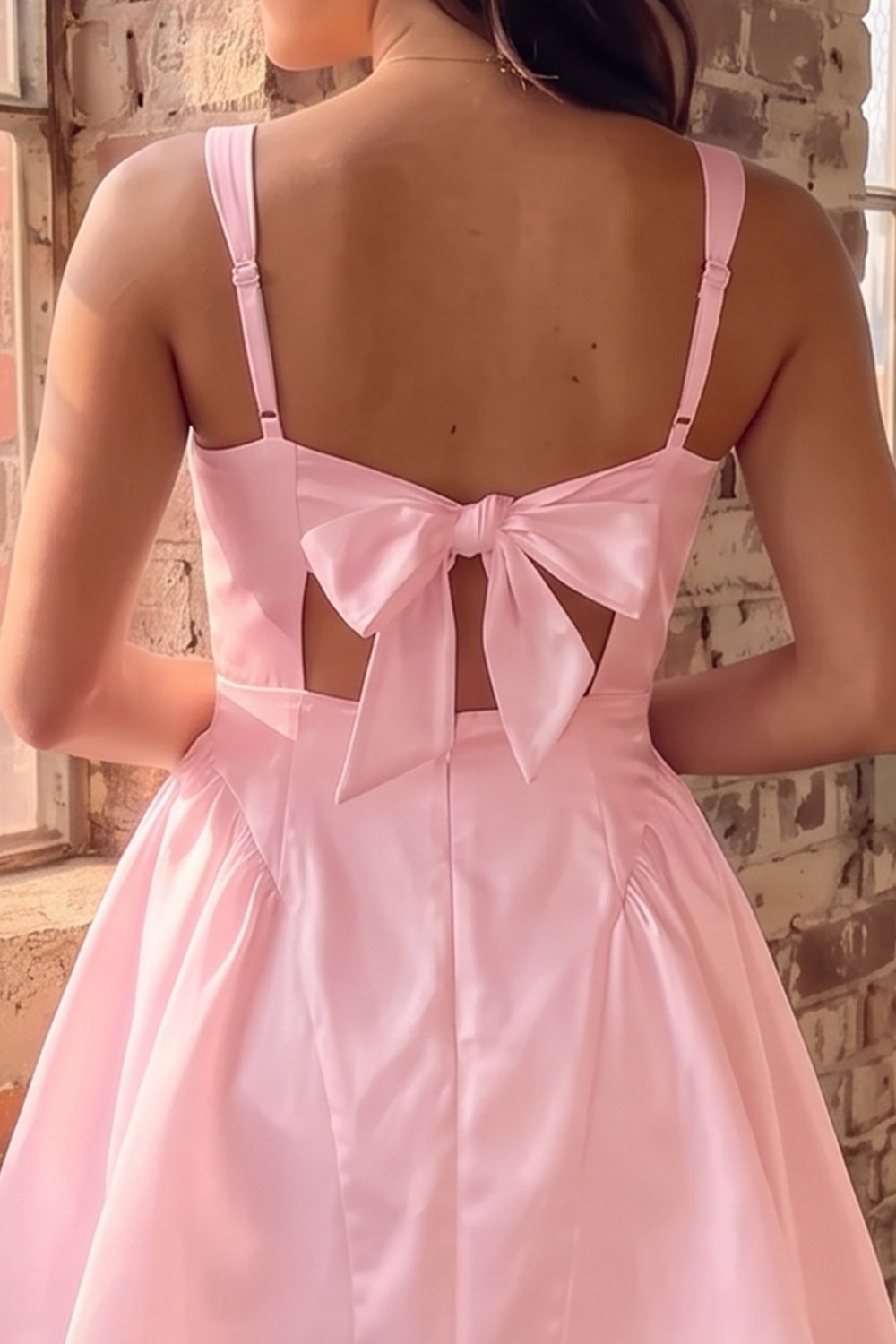 White A-Line Square Neck Satin Short Homecoming Dress