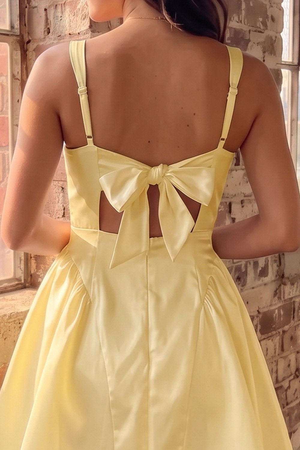 White A-Line Square Neck Satin Short Homecoming Dress