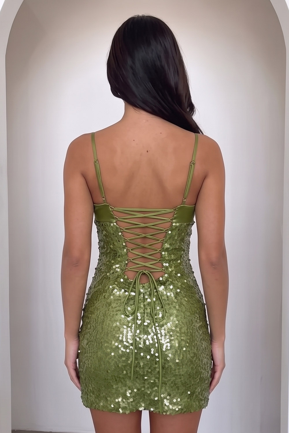 Sparkly Green Bodycon Spaghetti Straps Sequins Short Homecoming Dress
