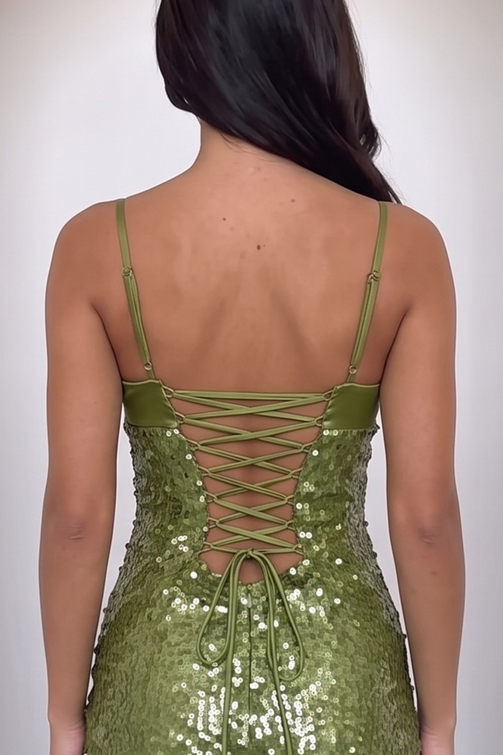 Sparkly Green Bodycon Spaghetti Straps Sequins Short Homecoming Dress