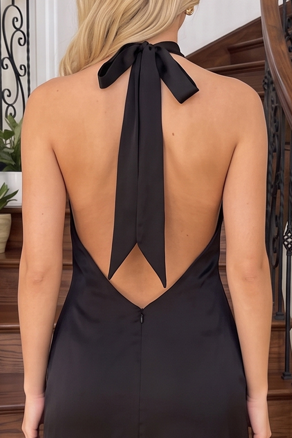 Black Bodycon Halter Short Homecoming Dress
