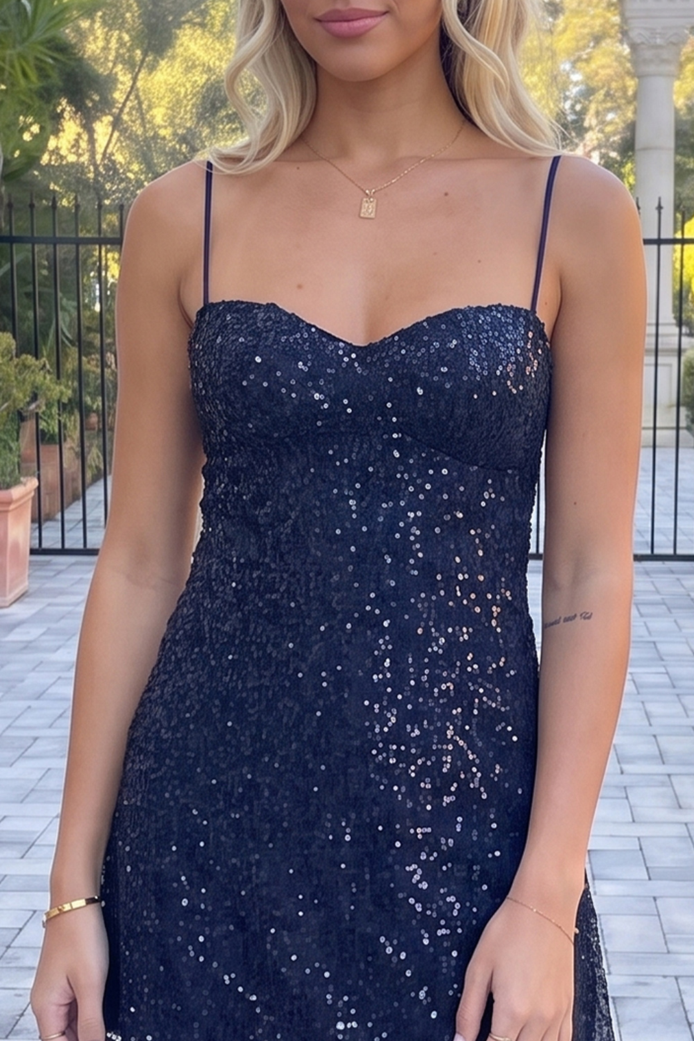 Sparkly Navy Bodycon Sequins Short Homecoming Dress