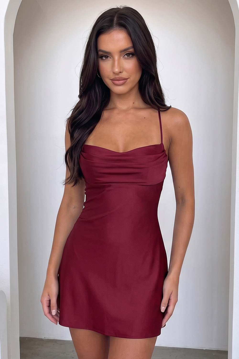 Burgundy Bodycon Spaghetti Straps Short Homecoming Dress