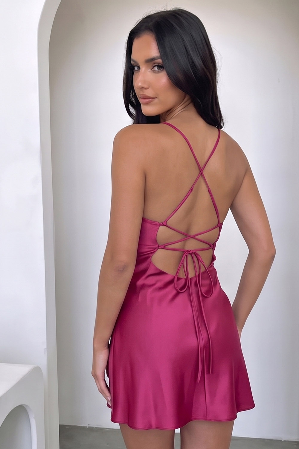 Burgundy Bodycon Spaghetti Straps Short Homecoming Dress