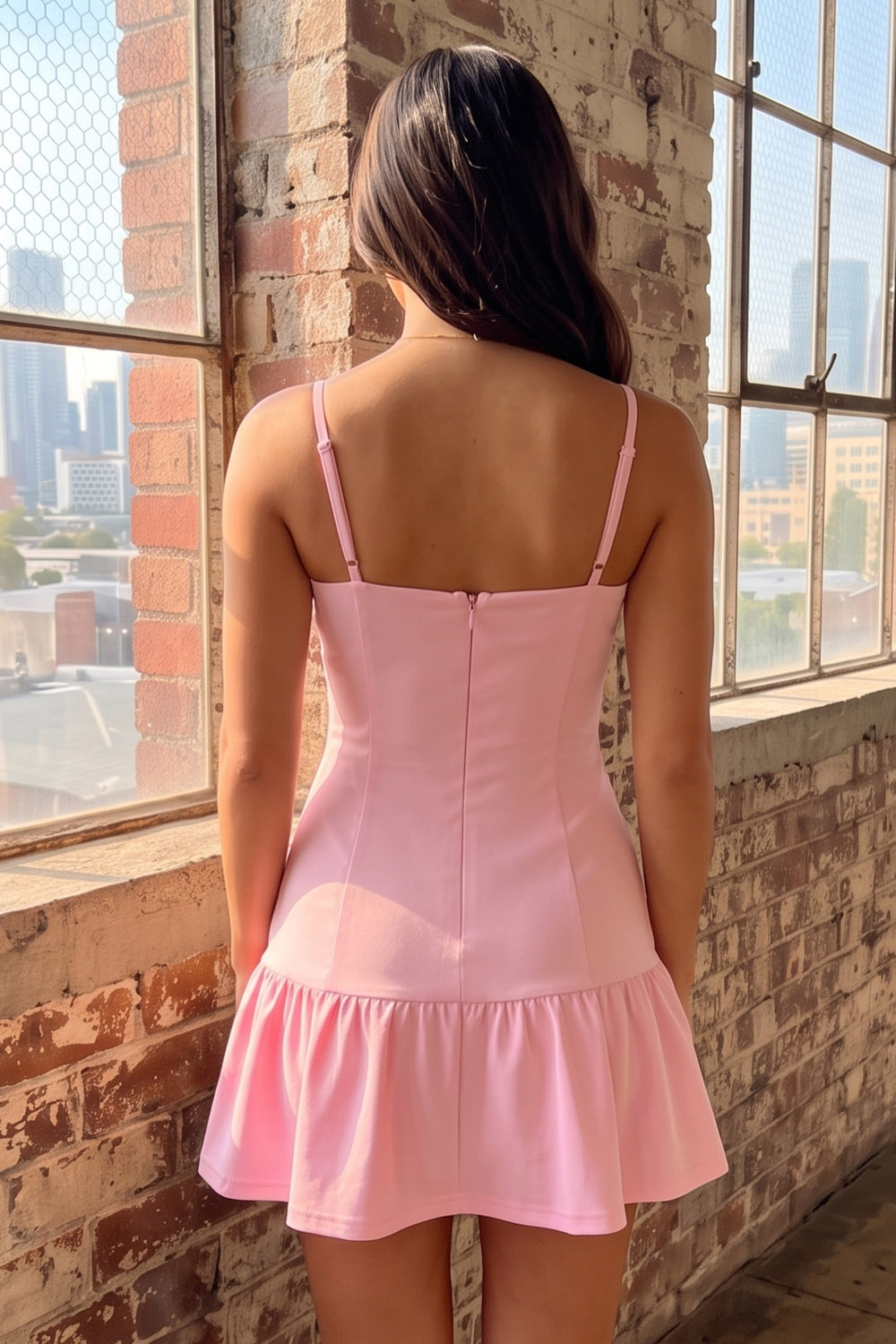 Pink Bodycon Spaghetti Straps Ruched Short Homecoming Dress