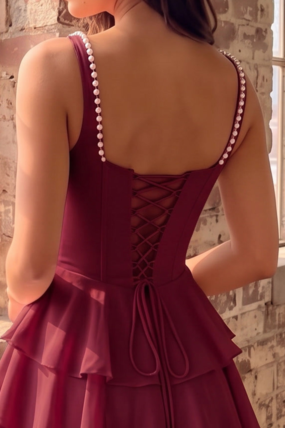 Pink Corset Square Neck Ruffled Short Homecoming Dress