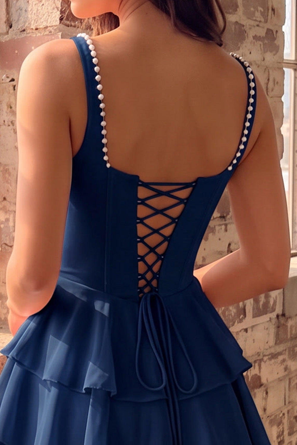 Pink Corset Square Neck Ruffled Short Homecoming Dress