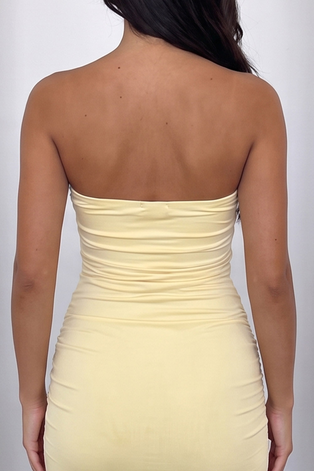 Yellow Bodycon Sweetheart Ruched Short Homecoming Dress